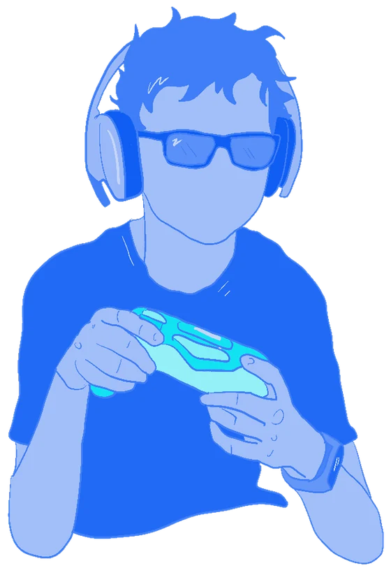 Illustrated gamer with a controller